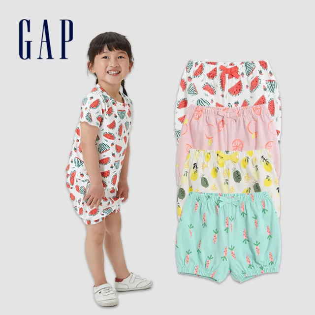 【GAP】女幼童 純棉印花T恤短褲套裝 布萊納系列-多色可選(601695&601763)