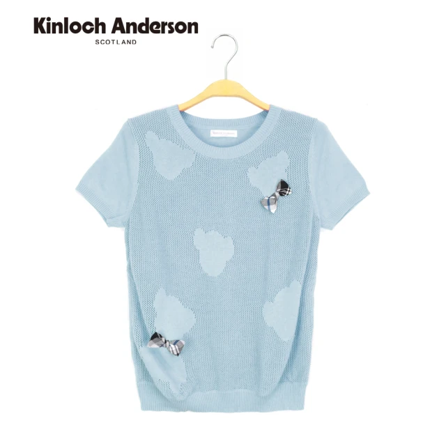 Kinloch Anderson 小熊織紋蝴蝶結針織上衣 金安德森女裝 KA078901150(水藍)