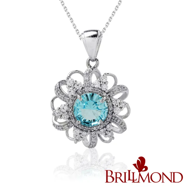 【BRILLMOND JEWELRY】藍水晶2克拉豪華墜(2克拉天然藍水晶 925銀台+鍊)