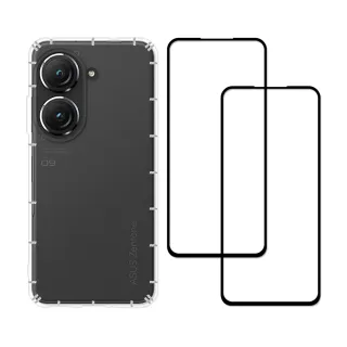 【RedMoon】ASUS ZenFone10 / ZenFone9 手機殼貼3件組 空壓殼-9H玻璃保貼2入