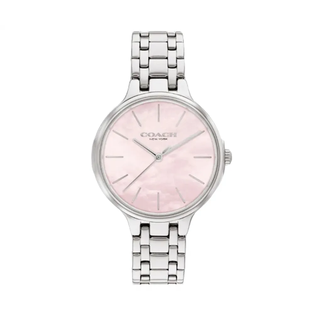 【COACH】Josie系列簡約淡粉紅不鏽鋼錶帶腕表(14504053)