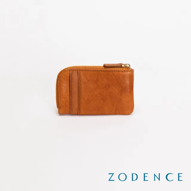 【ZODENCE 佐登司】SAXON義大利植鞣革鑰匙零錢卡包(駝)