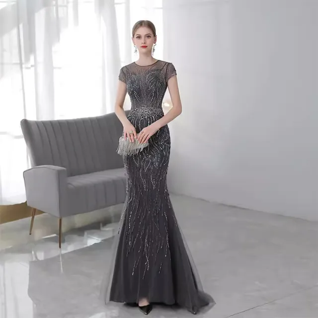 【女神婚紗禮服】高端包肩魚尾宴會晚禮服 1737礦灰 1737礦灰色(新娘服 敬酒服)