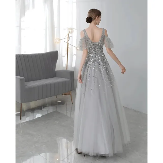 【女神婚紗禮服】高端重手工奢華氣質宴會晚禮服 1748銀色(敬酒服 婚宴服)