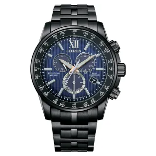 【CITIZEN 星辰】代言人廣告款三眼計時電波對時光動能男錶/42.5mm 母親節(CB5885-85L)