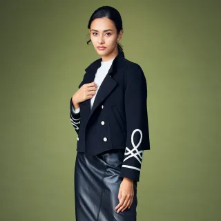 【GLORY21】速達-網路獨賣款-手工短版雙排大衣(黑色)