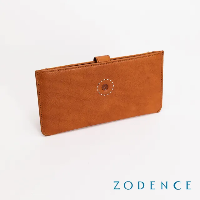 【ZODENCE 佐登司】SAXON義大利植鞣革簡式長夾(駝)