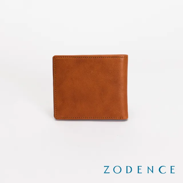【ZODENCE 佐登司】SAXON義大利植鞣革8卡短夾(駝)
