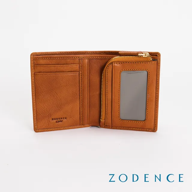 【ZODENCE 佐登司】SAXON義大利植鞣革直立簡式短夾(駝)