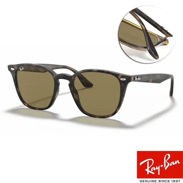 【RayBan 雷朋】百搭方框膠框太陽眼鏡(琥珀 橄欖色漸變#RB4258F 71073-52mm)