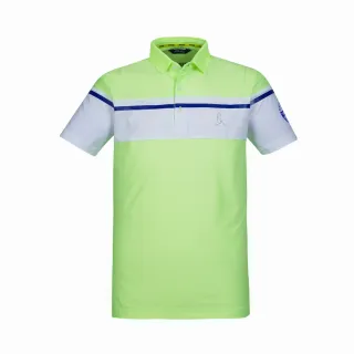 【PING】男款橫條雙色剪接吸濕排汗短袖POLO衫-亮綠(GOLF/高爾夫球衫/PA17116-43)