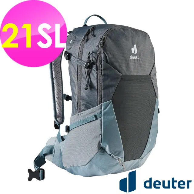【deuter】FUTURA 21SL透氣網架背包(3400021黑/水藍/戶外露營/休閒健行/自助旅行包)