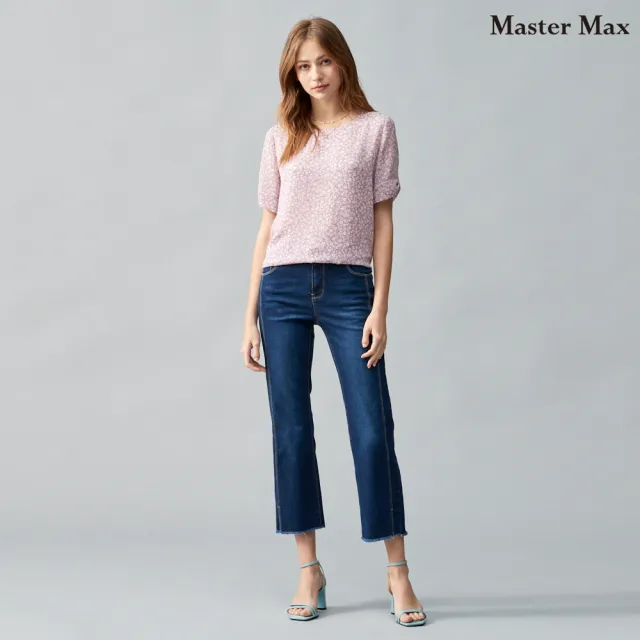 【Master Max】袖子蝴蝶結抓褶圓領短袖雪紡上衣(8317106)