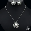【Jpqueen】貴婦必備花朵珍珠閃耀鋯石垂墜耳環項鍊2件組戒指(2款可選)