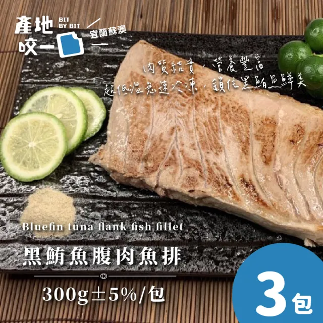 【Bit By Bit 產地咬一口】蘇澳黑鮪魚腹肉魚排3包組(每包300g共3包 熟食等級)