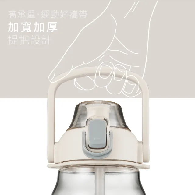 【KINYO】大容量運動吸管水壺1.6L 彈蓋式 吸管式 直飲式 耐摔 背帶(KIM-2215)
