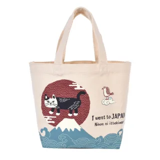 【Kusuguru Japan】日本眼鏡貓 午餐袋 日本限定觀光主題系列 帆布手提包 日本境內限定(富士山&Matilda)