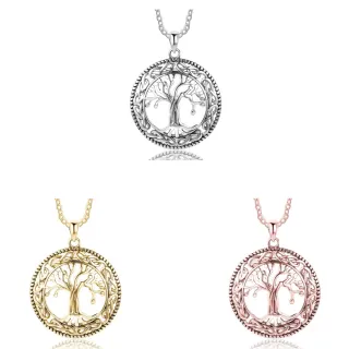 【Jpqueen】信仰生命之樹縷空圓形男女項鍊(3色可選)