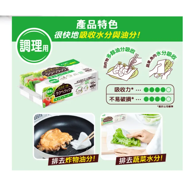 【日本大王】elleair 超厚吸油吸水廚房紙巾100抽x6入組(抽取式)