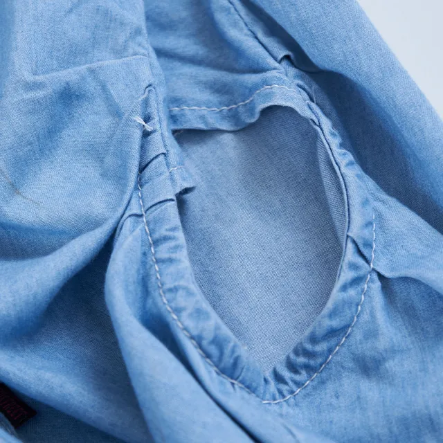 【5th STREET】女裝抓皺造型設計襯衫-漂淺藍