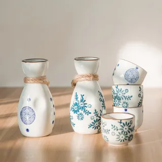 【茉家】日式菊鹿紋復古清酒壺酒杯組(單售酒壺2入)