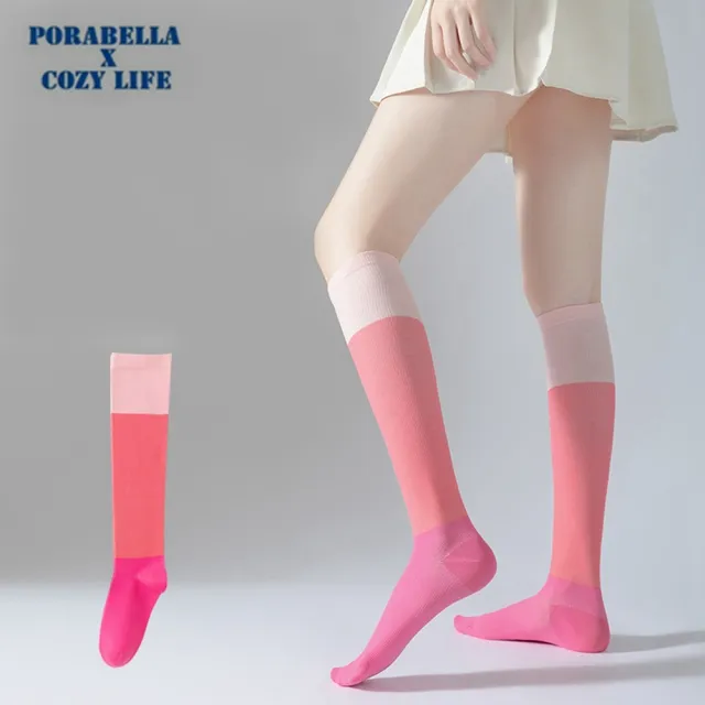 【Porabella】壓力襪 撞色 小腿襪 健身襪 跑步襪 運動壓力襪 睡眠襪 顯瘦襪 美腿襪 LEG SOCKS