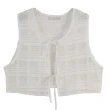 【Queenshop】女裝 格紋蕾絲緹花設計綁帶背心 兩色售 現+預 01097584