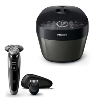 【Philips 飛利浦】福利品 水洗三刀頭電鬍刀+智慧萬用鍋超值組 S9161+HD2141(S9161+HD2141)