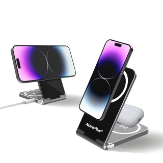 【NovaPlus】2合1雙15W超薄磁吸快充立架(iPhone 15雙15瓦快充)