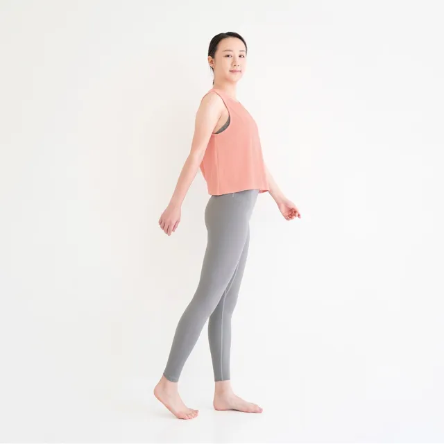 【Mukasa 慕卡莎】DURABLE 無袖坑條開叉背心 - 沙漠粉 - MUK-23045(瑜珈服、瑜珈背心、運動上衣)