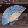 【FALAMILA LML】二青白骨扇子#35-0159(日式小復古布古典古風折扇扇子舞蹈扇)