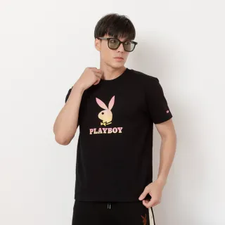 【PLAYBOY】漸層彩箔印上衣(黑色)