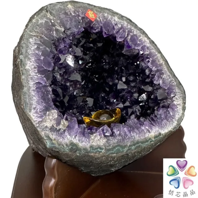 【恬芯晶品】8.1kg頂級烏拉圭紫晶洞錢袋子NO90(圓洞聚財招財貴人開運風水擺件帝王紫水晶洞父親節)