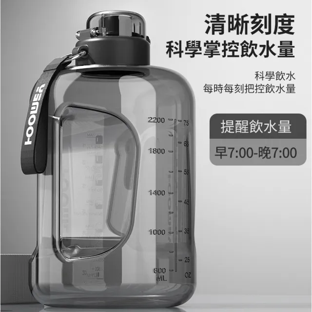 【HOOMEY 2入組】超大容量透明手提水壺 Tritan材質 健身吸管運動水瓶 噸噸桶 戶外登山杯 1500ml