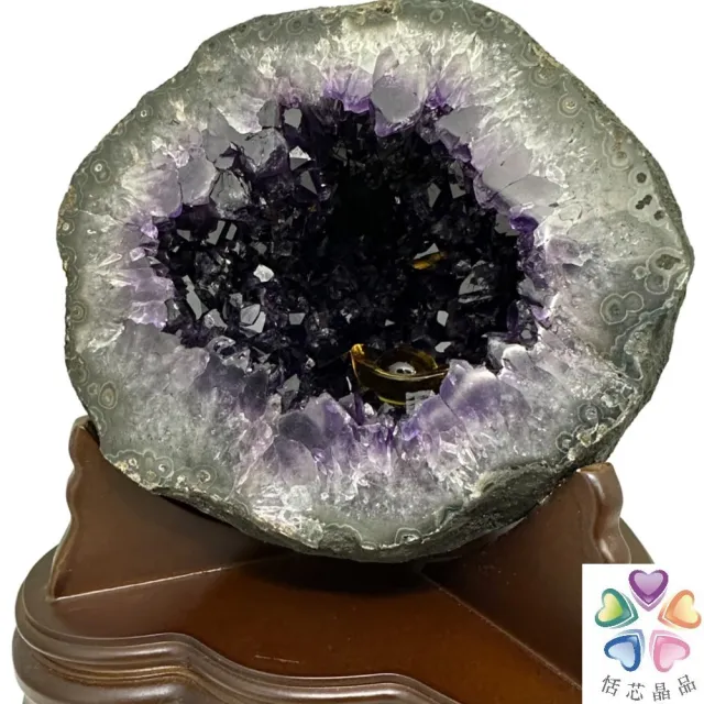 【恬芯晶品】9kg頂級烏拉圭紫晶洞錢袋子NO99(圓洞聚財招財貴人開運風水擺件帝王紫水晶洞父親節)