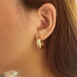 【CReAM】Gena純銀合金鍍14K金色寬版水波紋路C型女耳環(新年 過年 送禮 禮物)
