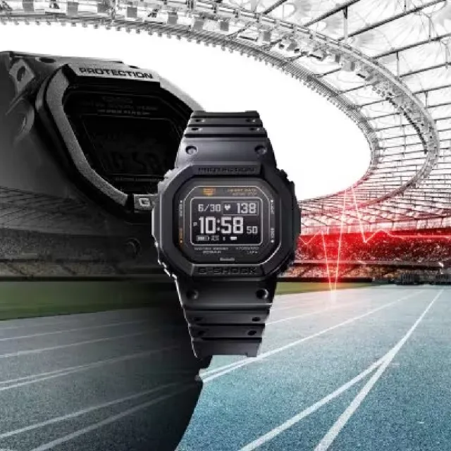 【CASIO 卡西歐】G-SQUAD系列追蹤睡眠 血氧儀 多功能運動方形潮流腕錶 經典黑 44.5mm(DW-H5600-1)