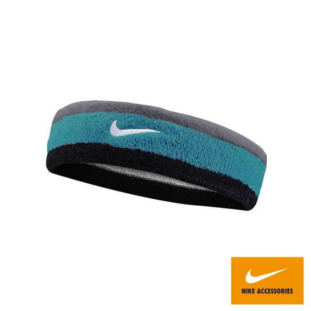 【NIKE 耐吉】運動頭帶 慢跑 SWOOSH 頭帶 灰綠黑 N0001544017OS