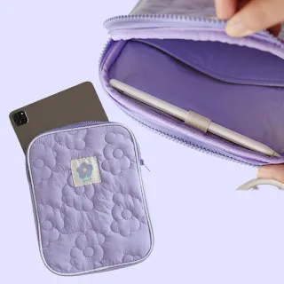 【花咘】日系刺繡花花平板收納包(紫色 ipad收納包 macbook 內膽包 防震包 繪圖板袋 筆電包 保護套 禮物)