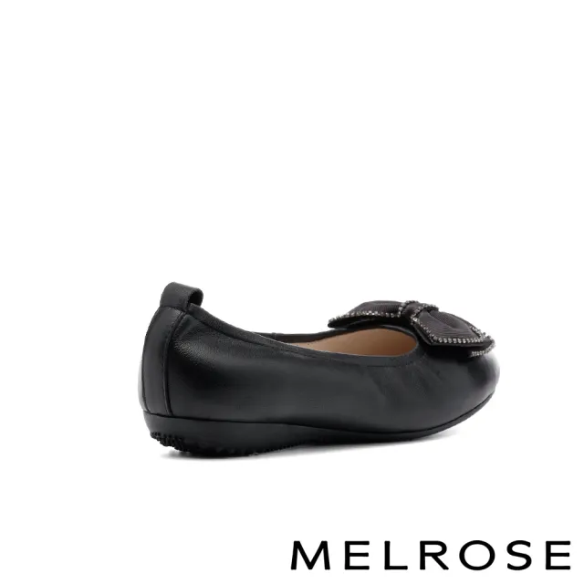 【MELROSE】美樂斯 氣質鑽條蝴蝶結低跟娃娃鞋(黑)
