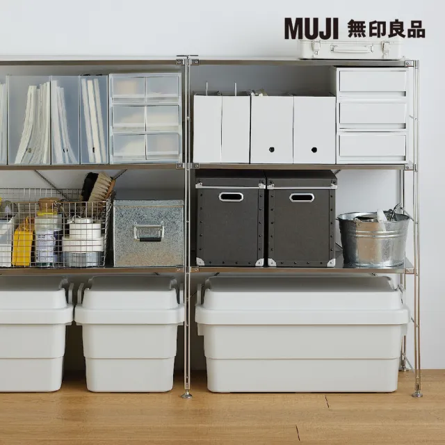 【MUJI 無印良品】●PP盒/淺型/正反疊/白灰(6入組)