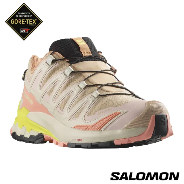 salomon官方直營】女XA PRO 3D V9 Goretex 健野鞋(榛果棕/英玫紅/黃