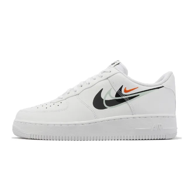 NIKE 耐吉】休閒鞋Air Force 1 07 男鞋白黑橘皮革多勾AF1(FN7807-100