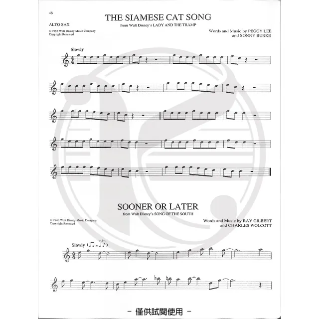 【Kaiyi Music 凱翊音樂】THE BIG BOOK OF DISNEY SONGS Alto Saxophone