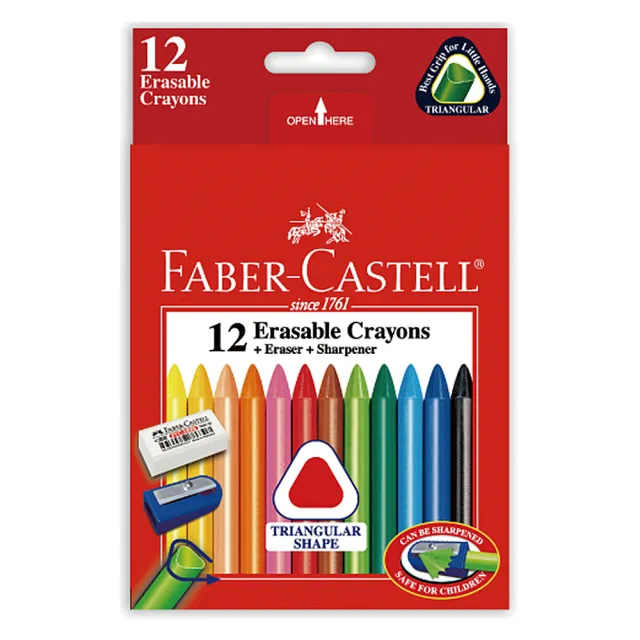 【Faber-Castell】德國輝柏 三角擦擦蠟筆-12色  開學文具