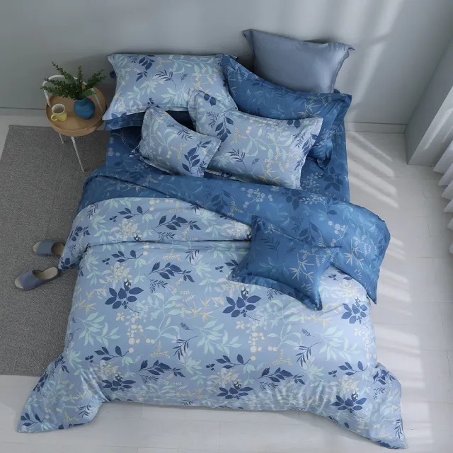 【MONTAGUT 夢特嬌】40支精梳棉兩用被床包組-藍葉莊園(加大)
