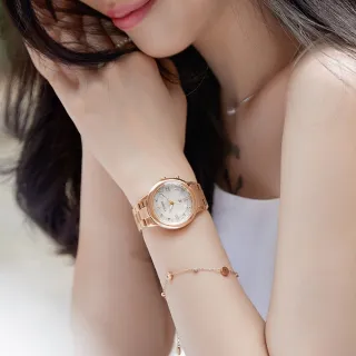 【CITIZEN 星辰】xC系列 光動能 鈦金屬玫瑰金電波腕錶  36mm 新年禮物 交換禮物(CB1132-51W)