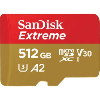 【SanDisk 晟碟】512GB microSDXC 190MB/s Extreme 4K U3 A2 記憶卡