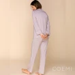 【COEMI】兩件式長袖開釦睡衣 居家服 長袖套裝 女睡衣(淺芋-231C031)