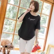 【N147】韓國英文草寫長版寬鬆棉T恤上衣《Y1265》百搭黑(韓國女裝)